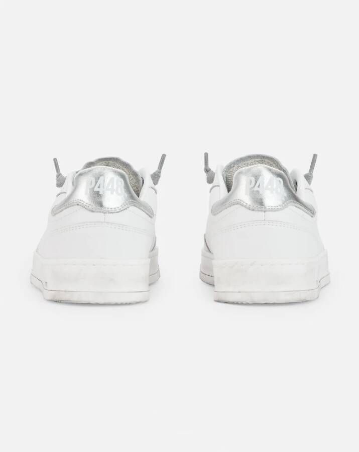 P448 Witte Sneakers met Zilveren Detail