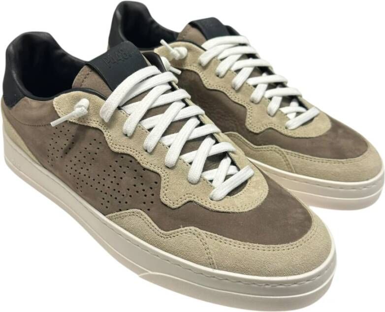 P448 Witte suède sneakers met beige en bruine details Multicolor Heren