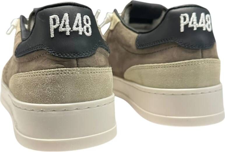 P448 Witte suède sneakers met beige en bruine details Multicolor Heren