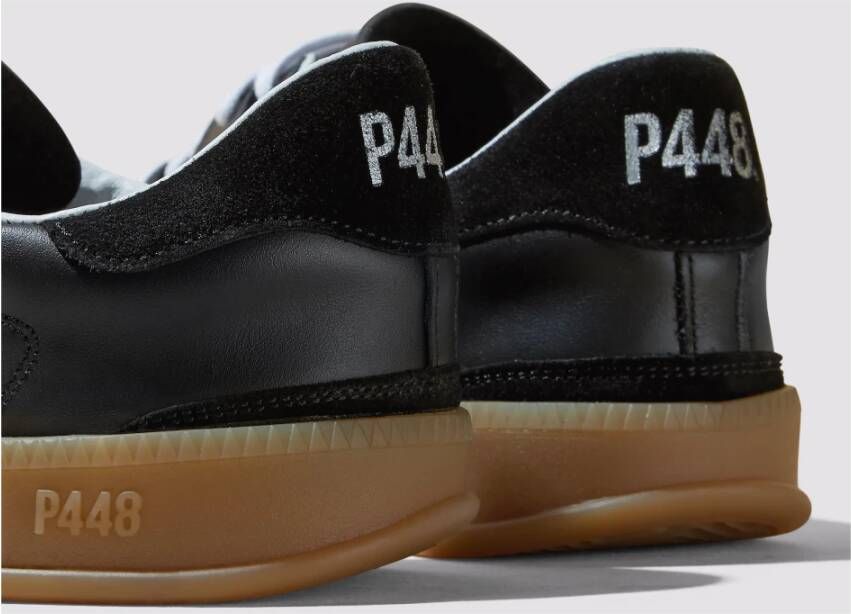 P448 Zwarte Leren Sneakers met Amber Zool