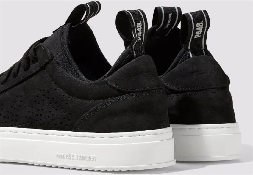 P448 Zwarte Leren Sok Sneakers