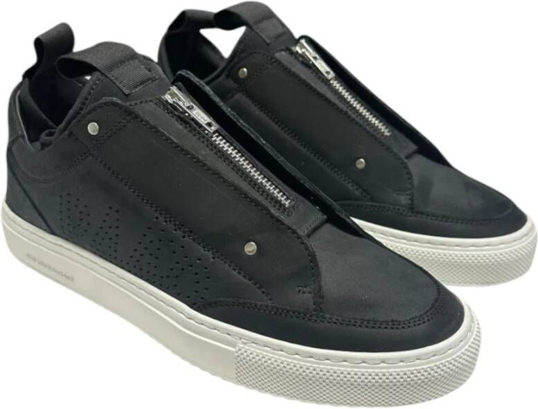 P448 Zwarte suède sneakers met ritssluiting tong Black Heren