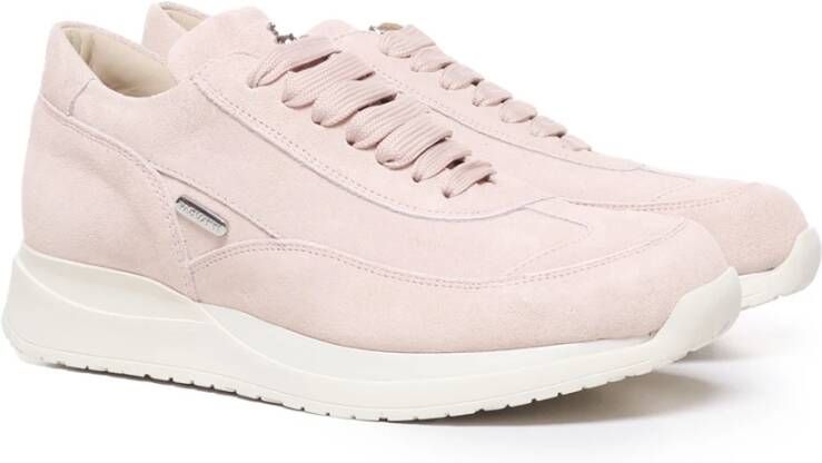 Paciotti Roze Suède Stalen Logo Sneakers Pink Dames