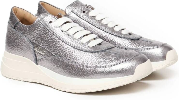 Paciotti Zilveren Sneakers met Witte Inzet Gray Dames