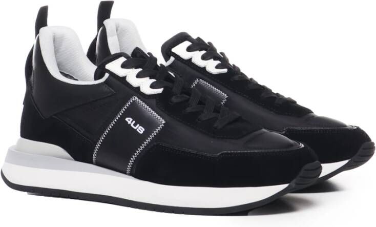 Paciotti Zwarte Suède Sneakers met Contrasterende Zool Black Heren