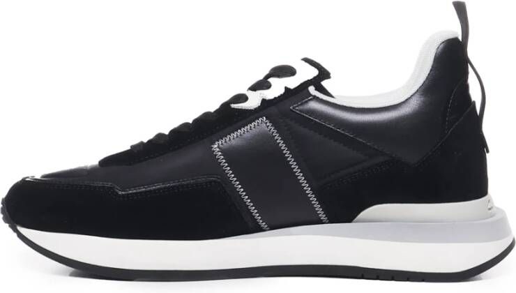 Paciotti Zwarte Suède Sneakers met Contrasterende Zool Black Heren