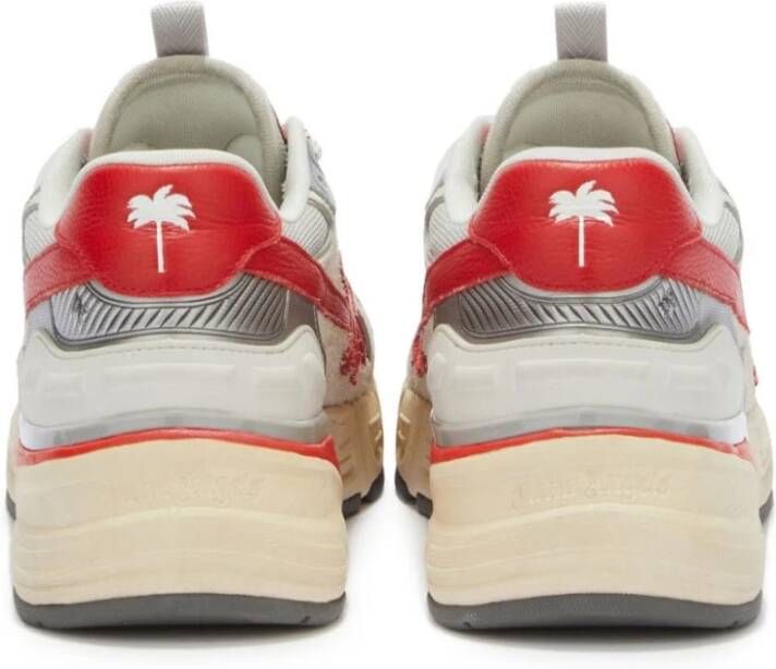 Palm Angels Beige Rode Leren Sneakers Multicolor Heren