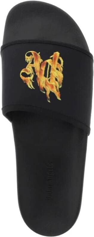 Palm Angels Badslippers met monogram-reliëf Zwart - Foto 3