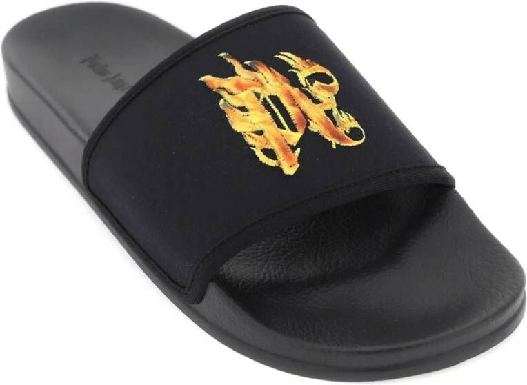 Palm Angels Badslippers met monogram-reliëf Zwart - Foto 4