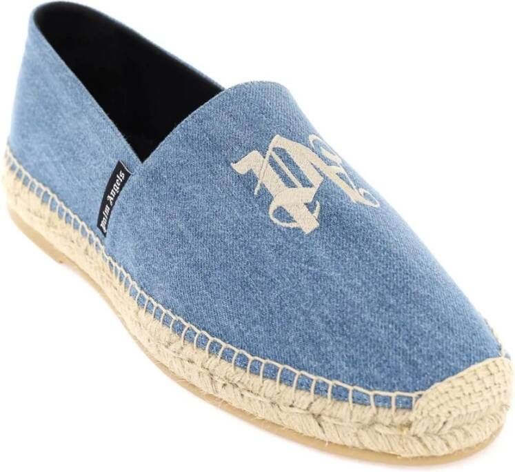 Palm Angels Denim Espadrilles met Geborduurd Logo Blue Heren