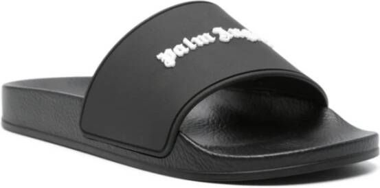 Palm Angels Essential Logo Pool Slider Flip Flop Black Dames