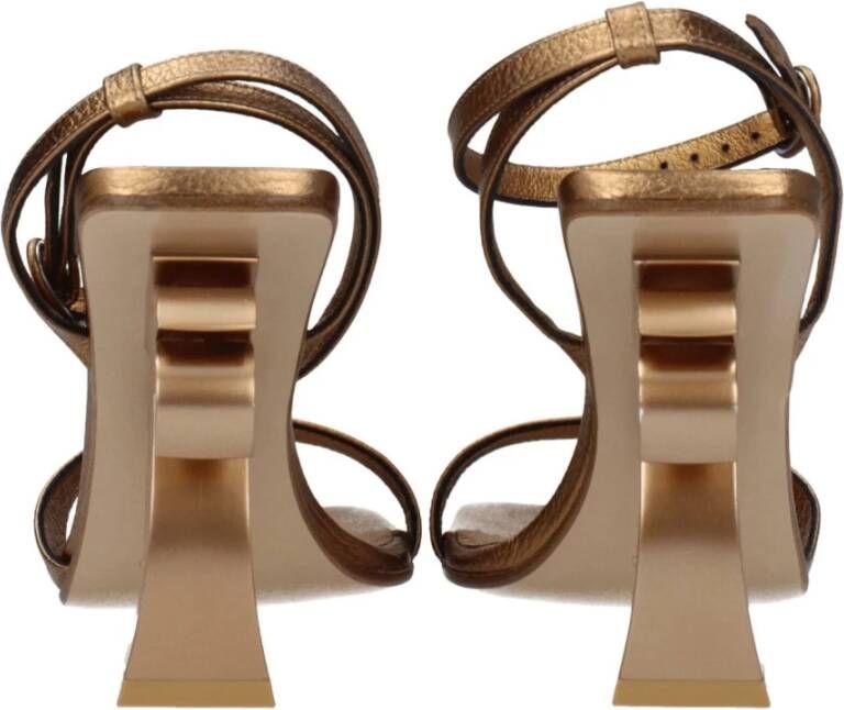 Palm Angels Gouden Leren Sandaal Hoge Hak