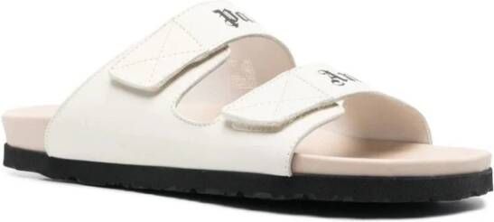 Palm Angels Leren Logo Sandalen Beige Heren