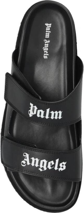 Palm Angels Leren Slippers met Logo