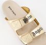 Palm Angels Logo Print Leren Slippers Yellow Dames - Thumbnail 4
