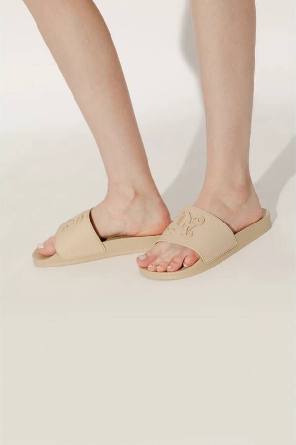 Palm Angels Slippers met monogram-reliëf Beige - Foto 2