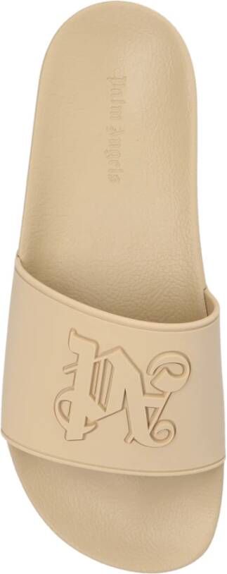 Palm Angels Slippers met monogram-reliëf Beige - Foto 6