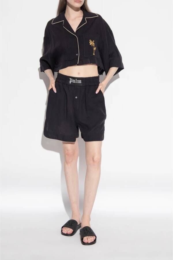 Palm Angels Slippers met monogram Zwart - Foto 3