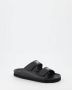 Palm Angels Zwarte Leren Sliders met Dubbele Touch Strap Black - Thumbnail 12