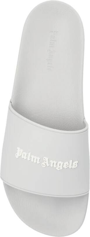 Palm Angels Rubberen slides met logo Gray Heren