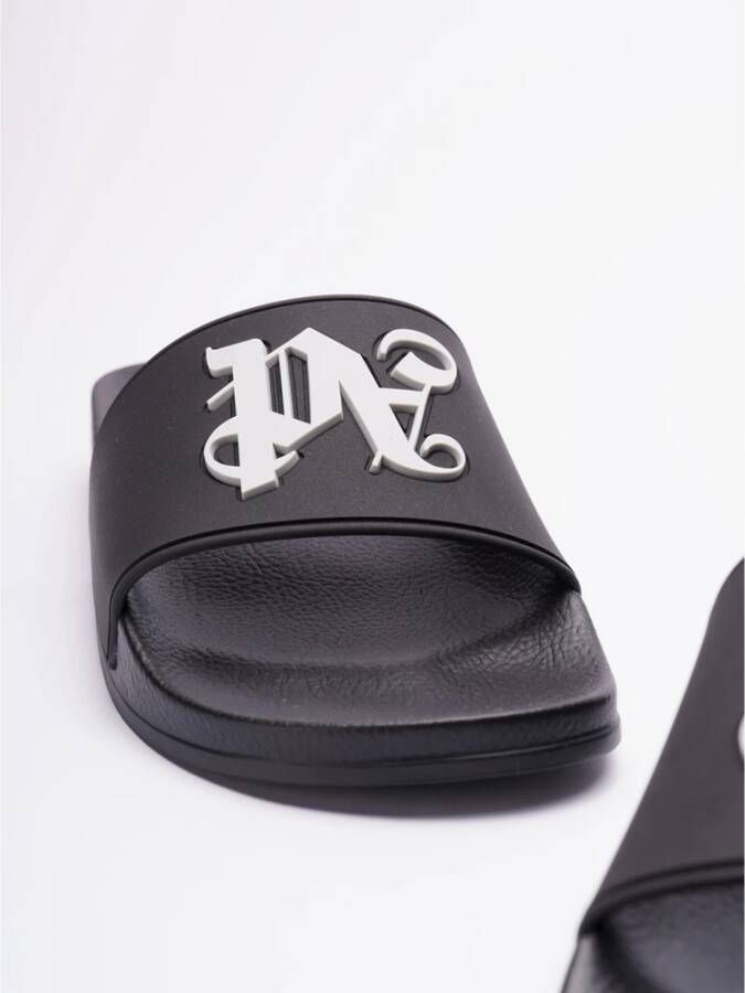 Palm Angels Zwarte Monogram Pool Slippers Black Heren - Foto 15