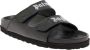 Palm Angels Zwarte Leren Sliders met Dubbele Touch Strap Black Dames - Thumbnail 8