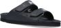 Palm Angels Zwarte Leren Sliders met Dubbele Touch Strap Black - Thumbnail 4