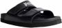 Palm Angels Zwarte Leren Sliders met Dubbele Touch Strap Black - Thumbnail 14