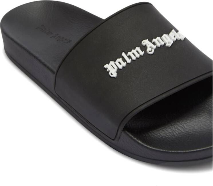 Palm Angels Logo-Print Platte Slippers voor Heren Zwart Heren