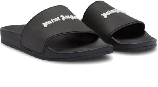 Palm Angels Logo-Print Platte Slippers voor Heren Zwart Heren