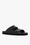 Palm Angels Zwarte Leren Sliders met Dubbele Touch Strap Black - Thumbnail 7