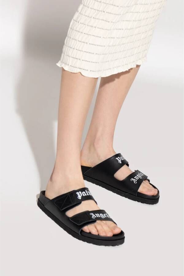 Palm Angels Slippers met logo Zwart Dames