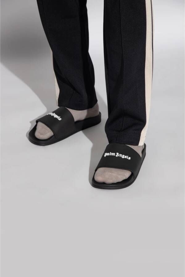 Palm Angels Slippers met logo Zwart Heren