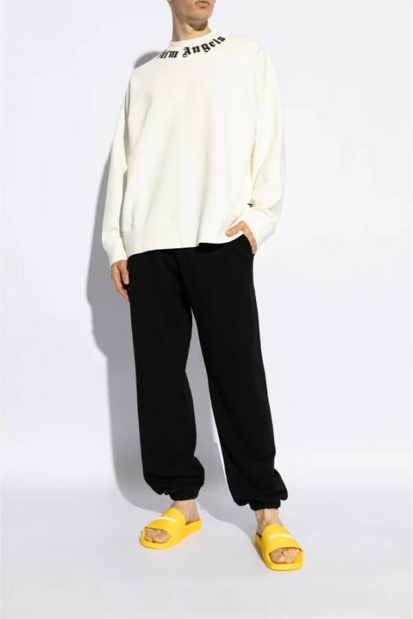 Palm Angels Slippers met logo-reliëf Geel - Foto 3