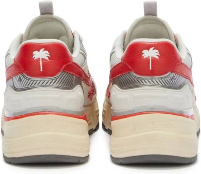 Palm Angels Beige Rode Sneaker met Palmboom Motief Multicolor Heren