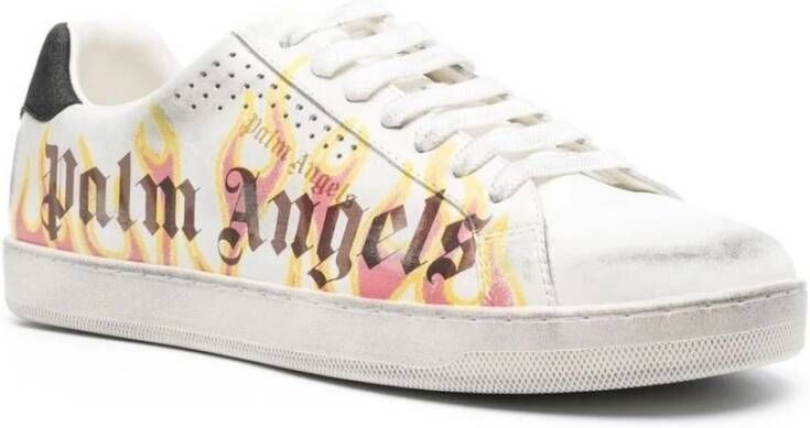 Palm Angels Vlamlogo Sneakers Wit Heren