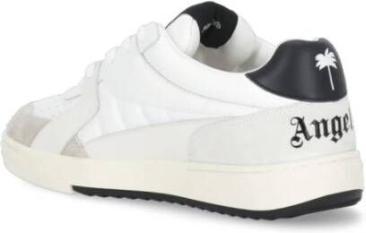 Palm Angels Witte leren sneakers met gewatteerde inzetstukken Wit Heren