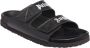 Palm Angels Zwarte Leren Sliders met Dubbele Touch Strap Black - Thumbnail 8