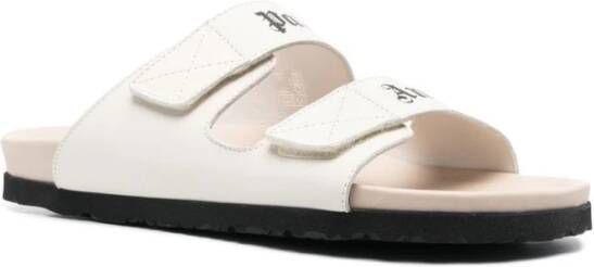 Palm Angels Witte Leren Logo Sandalen Wit Heren