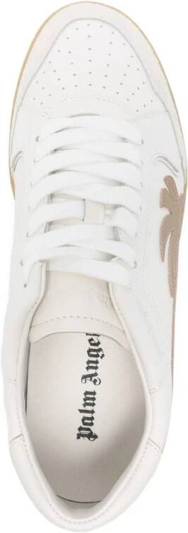Palm Angels Witte Leren Sneaker met Palm-Tree Motif