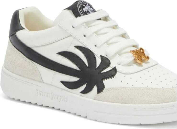 Palm Angels Witte Leren Sneakers met Logo Print White Heren