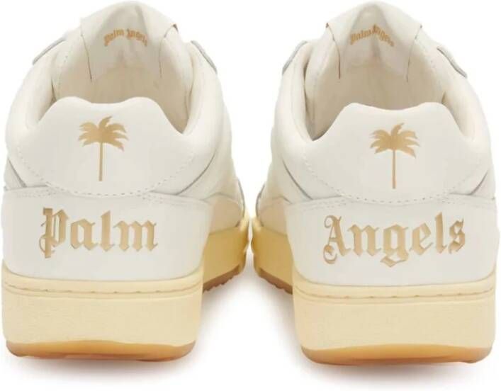 Palm Angels Witte Sneakers met Gouden Logo Wit Heren