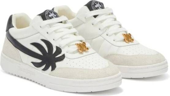 Palm Angels Witte Zwarte Leren Sneakers Multicolor Heren