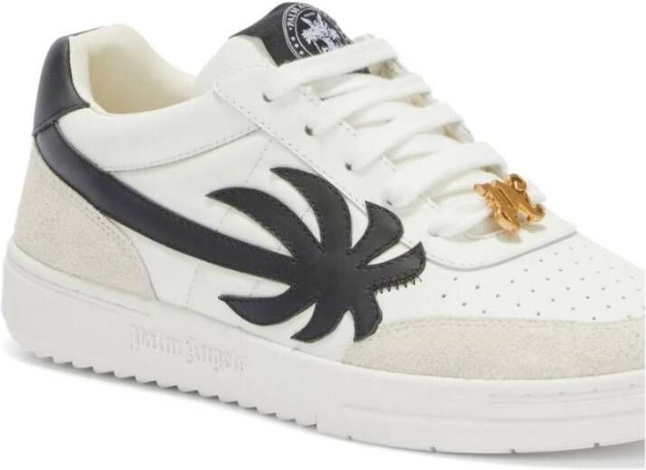 Palm Angels Witte Zwarte Leren Sneakers Multicolor Heren