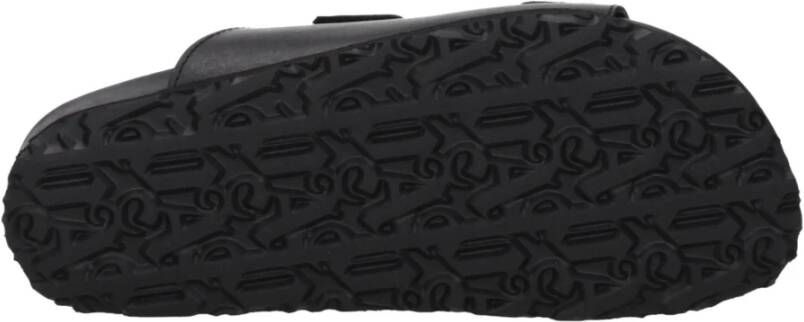 Palm Angels Zwarte Leren Platte Sandalen met Logo
