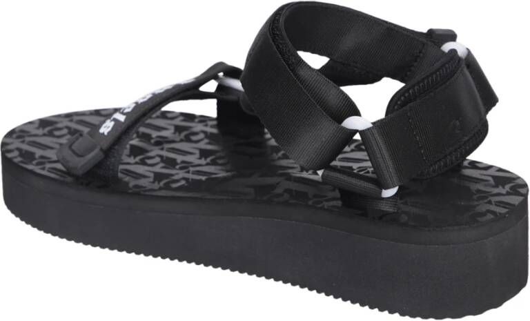 Palm Angels Zwarte Sandalen met Logo Band Black Dames