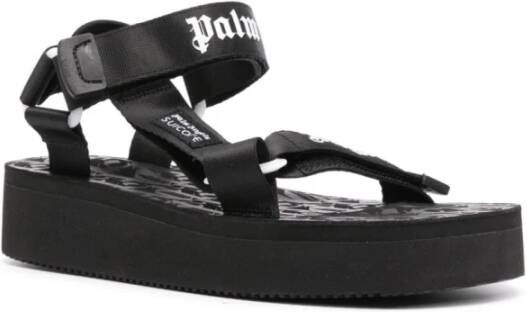 Palm Angels Zwarte Sneakers met Band en Logo Detail Black Dames