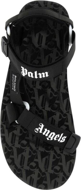 Palm Angels Zwarte Stoffen Plateau Sandalen Black Dames