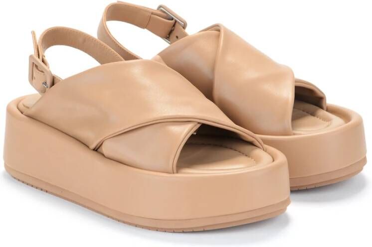 Paloma Barceló Beige Leren Sandaal Basima
