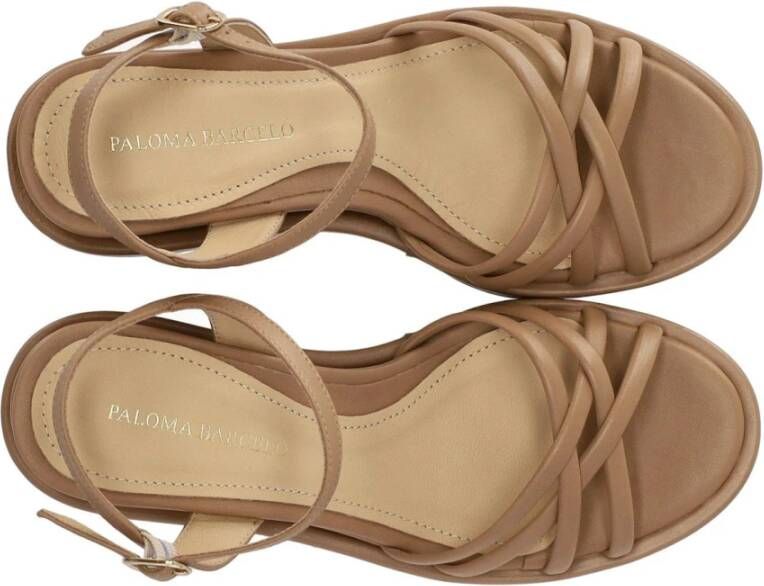 Paloma Barceló Beige Nappa Leren Sleehak Sandaal